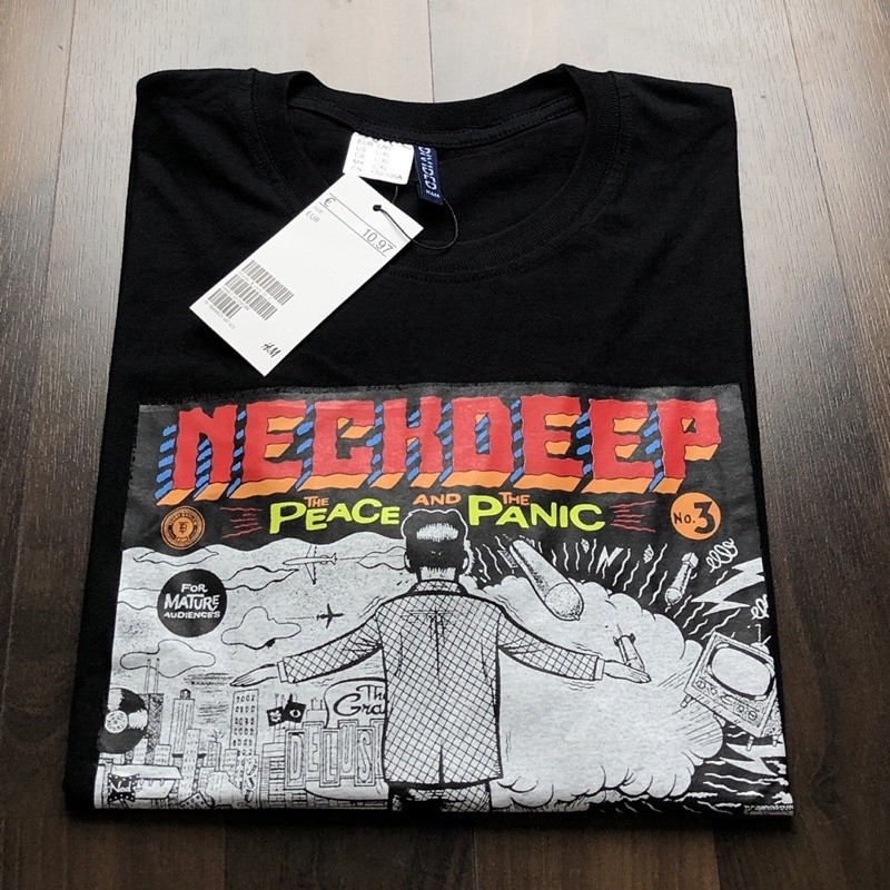 Kaos NECKDEEP - The Peace and Panic Hitam Fulltag + Label Premium Mirror original Tshirt Neck deep