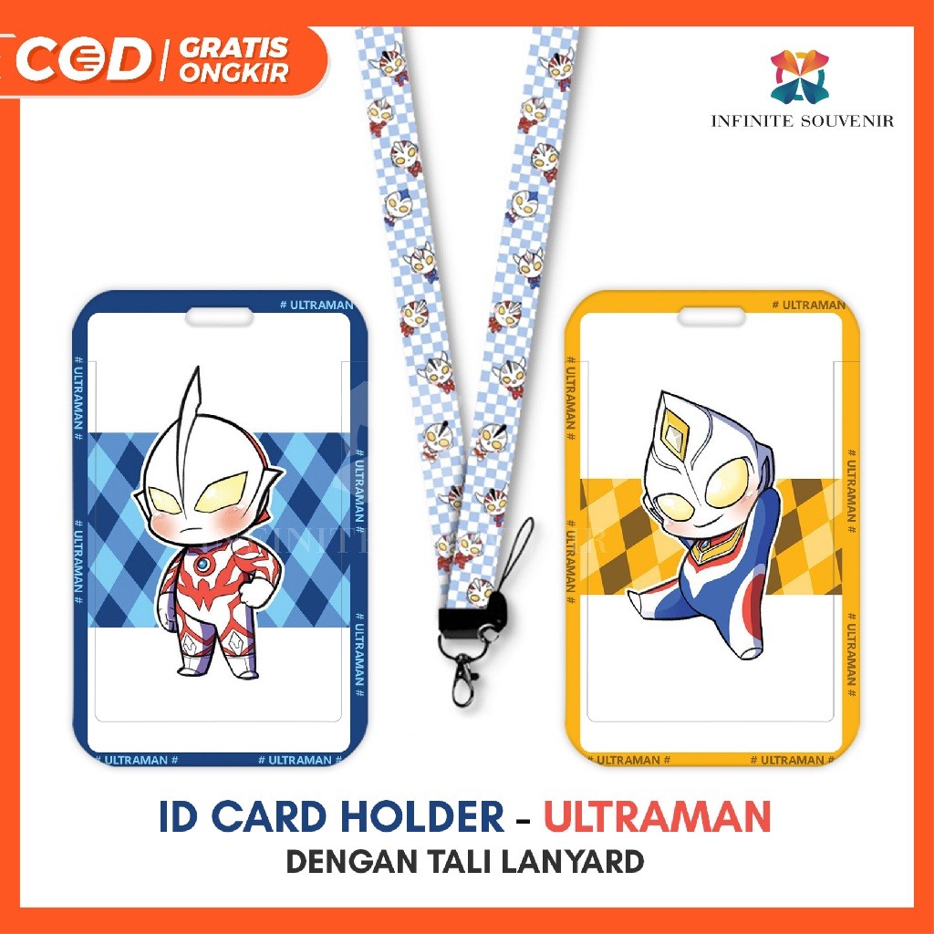 

[N004] ULTRAMAN / Name Tag Card Holder dengan Tali Lanyard / ID Card Holder Tali Gantungan Ultraman / Nametag / Tempat Kartu Flazz / Emoney