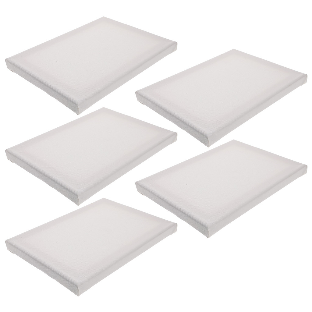 

5 Pcs Paint Canvas Blank Painting White Flat Boards Solid Wood Watercolor Canvases for