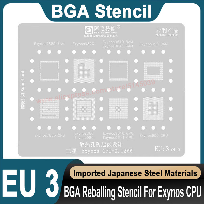 BGA Stencil For Samsung Exynos 7885 9820 980 7580 8895 3470 7570 BGA Stencil Exynos 8890 5430 7420 C