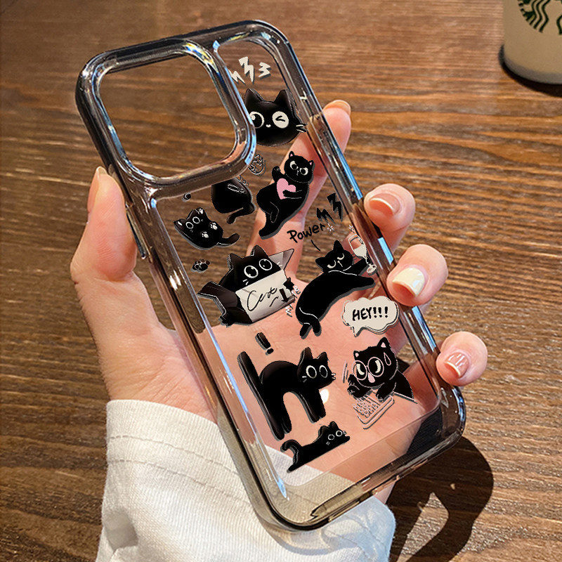 Couple Kucing Hitam Kecil Casing Untuk OPPO A60 A79 5G A38 Reno 11F A18 A16 11 Pro Reno8 Pro A3s Ren
