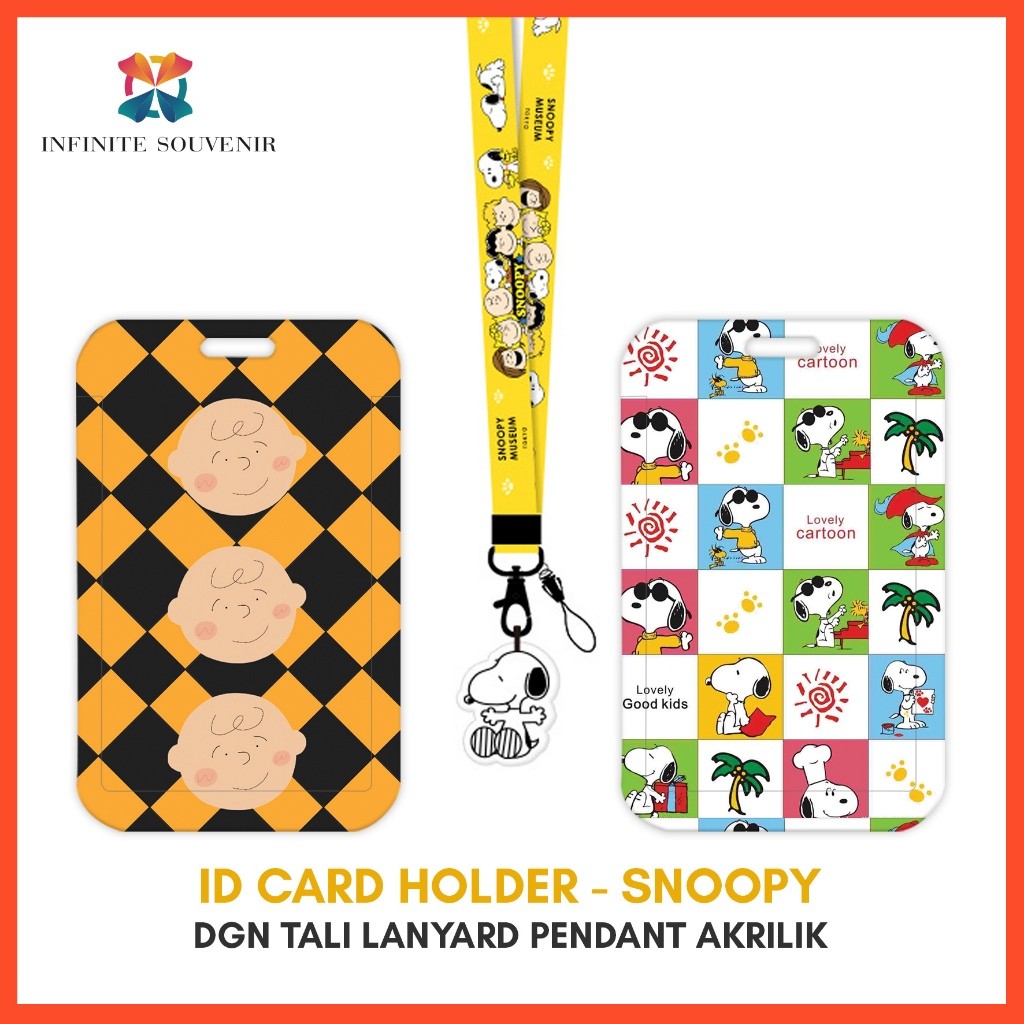 

[N003] SNOOPY / Name Tag Card Holder Motif Karakter SNOOPY dengan Tali Lanyard Pendant Akrilik / ID Card Holder Tali Gantungan Acrylic DOGGIE Lucu / Nametag / Tempat Kartu Flazz / Emoney