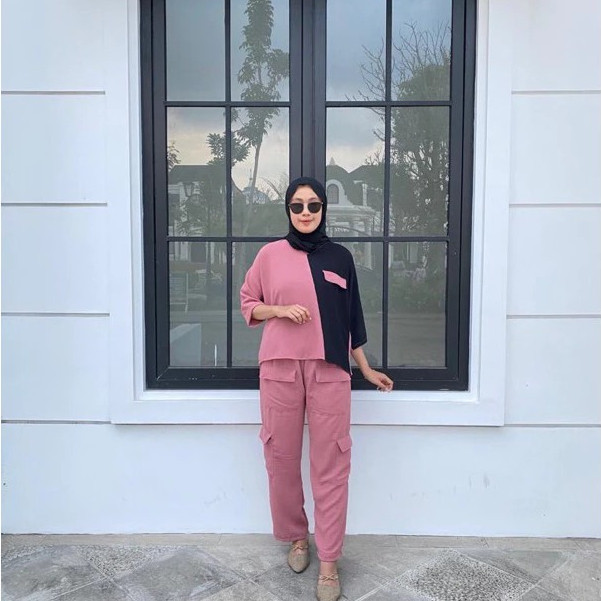 W & K - ZFC  Baju Setelan Celana Panjang Ibu-Ibu Bahan Crincle / ONE SET AZIZA / Simple Outfit Set W