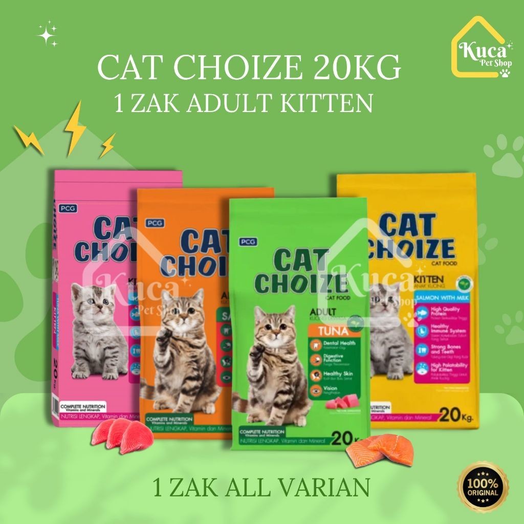Cat Choize 20kg Makanan Kering Kucing Cat Choice Food Salmon Tuna CatChoize 20kg Cat Dry Food