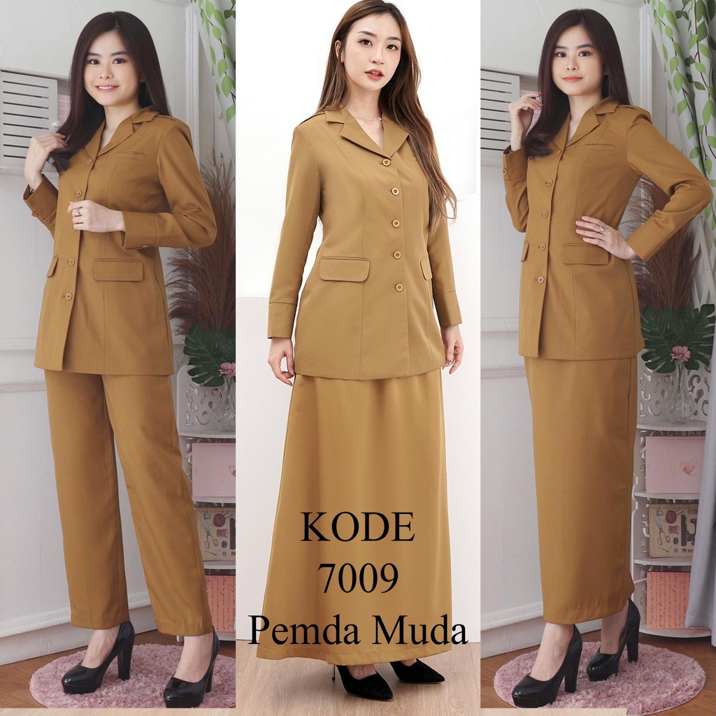 VANERICK / Lynelle Collection - Jas Blazer Seragam Wanita PEMDA MUDA/KHAKI MUDA/KEKI MUDA Stelan ROK