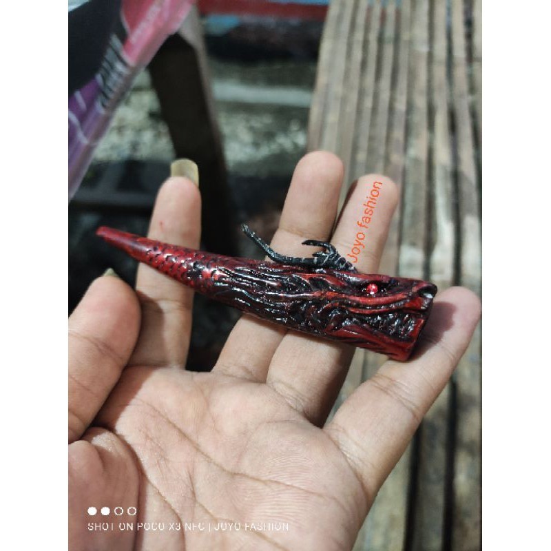 PIPA ONCE FOSIL AKAR BAHAR MERAH UKIR NAGA GALAK NOT GG TULANG