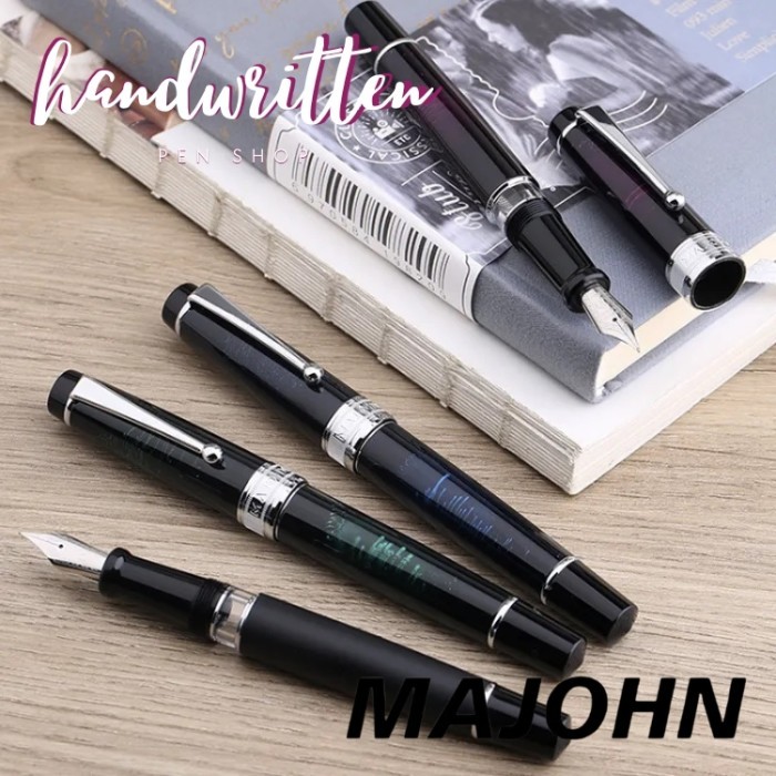 

best -MAJOHN T5 Piston Filler Fountain Pen - Matte Black, SS Extra Fine