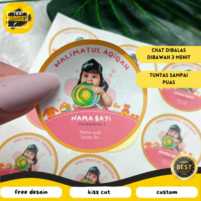 

INB 2-4 Stiker Bulat Label Tasyakuran Aqiqah Sticker Nama Anak Bayi Ucapan Kelahiran Akikah