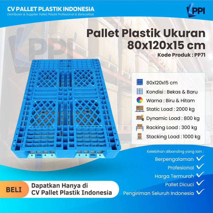

Pallet Plastik Bekas/Baru Ukuran 80x120x15 cm – PP71 / Pallet Plastik Biru / Pallet Plastik Jaring