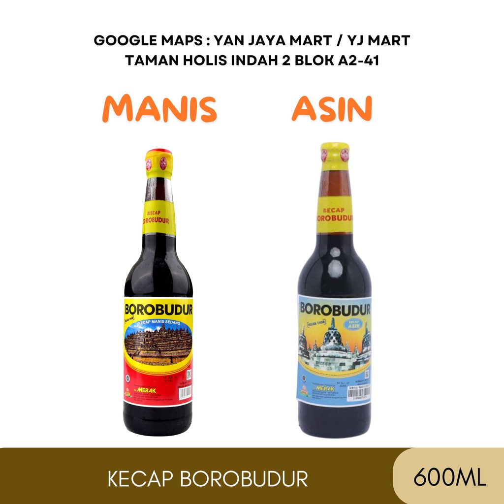 

Kecap manis Borobudur / kecap Manis / Kecap Asin Borobudur Spesial Kemasan 600ml