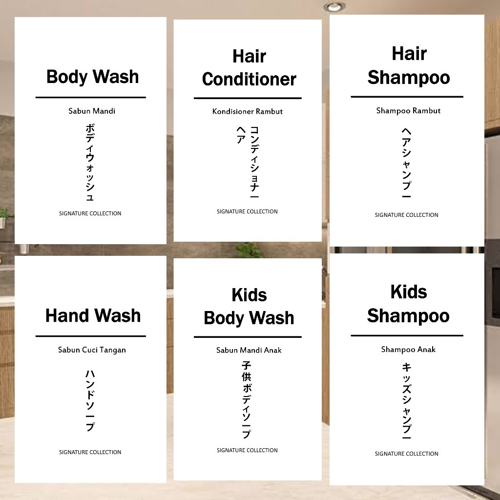 

6x9cm Sticker Vinly Waterproof Stiker Label Botol Sabun Mandi Shampoo Sanitizer Tulisan Estetik Ferovics