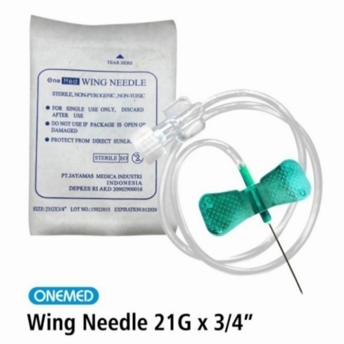 Wing Needle 21G Jarum Infus Infusion Set Kupu 21 G Sterile Onemed