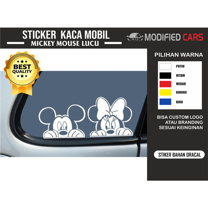 Stiker Mobil Mickey Minnie Tempel di Kaca Belakang