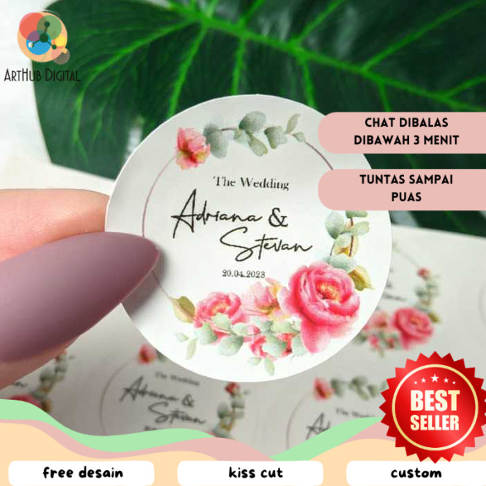 

AHD 2-4 Stiker Wedding Souvenir Sticker Custom Ucapan Nikah Label Murah