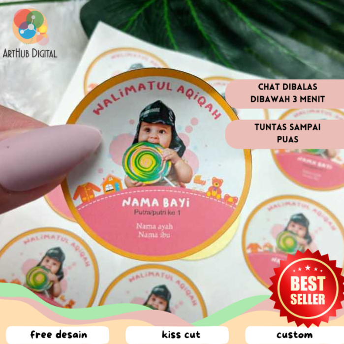 

AHD 2-4 Stiker Bulat Label Tasyakuran Aqiqah Sticker Nama Anak Bayi Ucapan Kelahiran Akikah