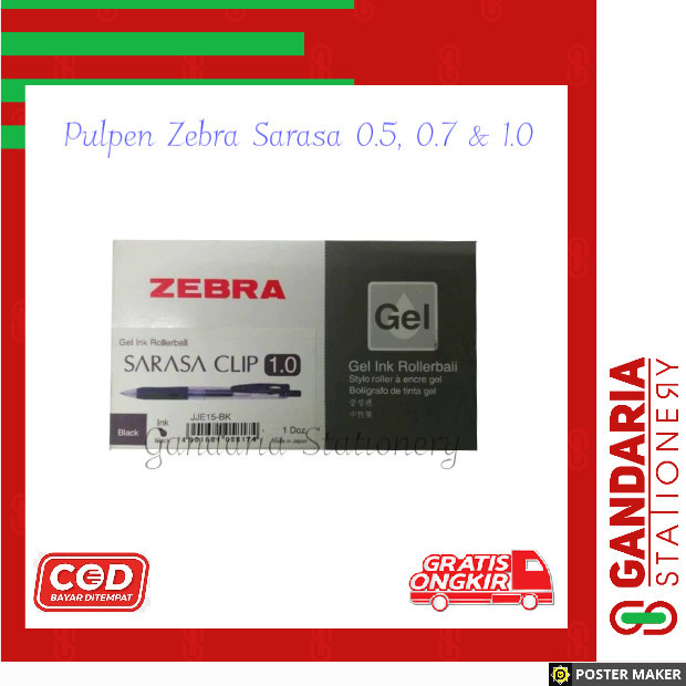 

[[PROMO]] Pulpen pen sarasa zebra clip gell 0.5 0.7 1.0 ( hitam & biru) - Biru, - Hitam, 1.0