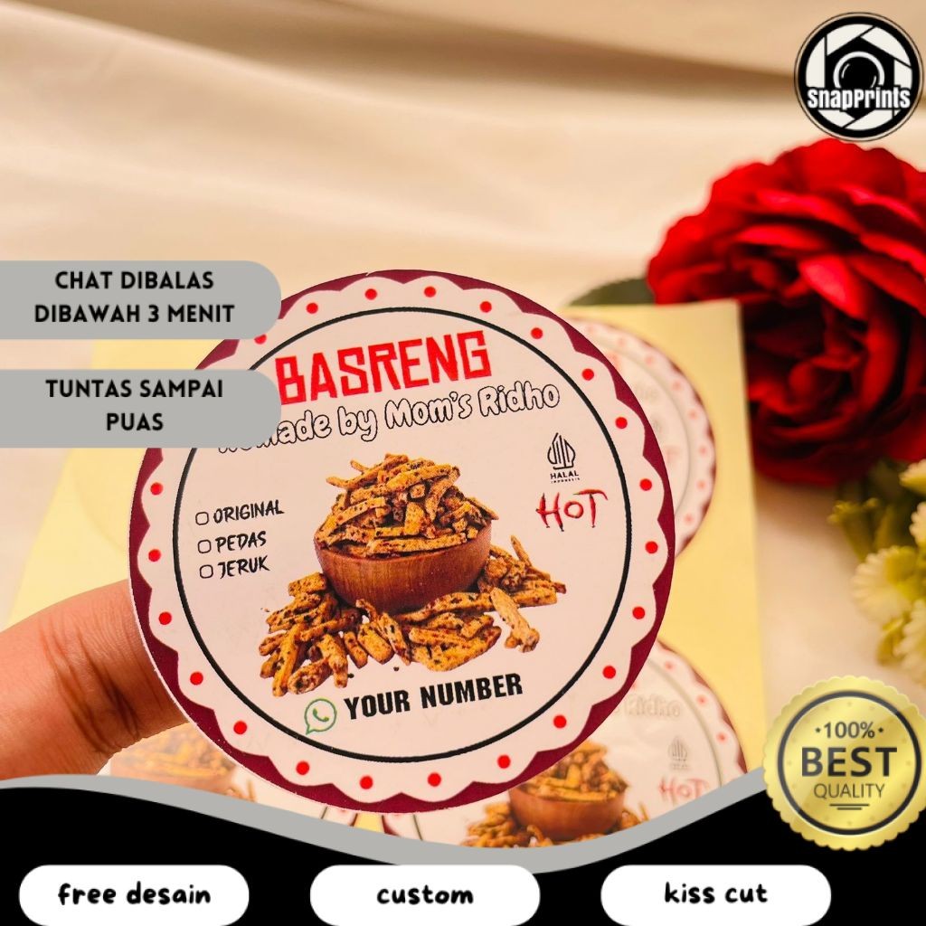 

SP 9-15 Cetak Stiker Label Cemilan Basreng Sticker Makanan Baso Goreng Pedas Free Desain