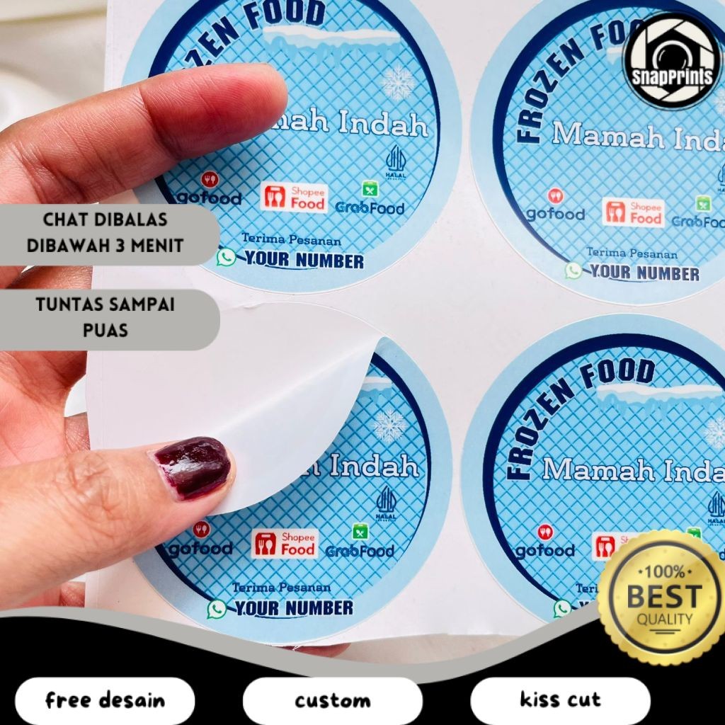 

SP 2-4 Label Bulat Sticker Print Vinyl Stiker Frozen Food Anti Air Stiker Makanan Beku Custom
