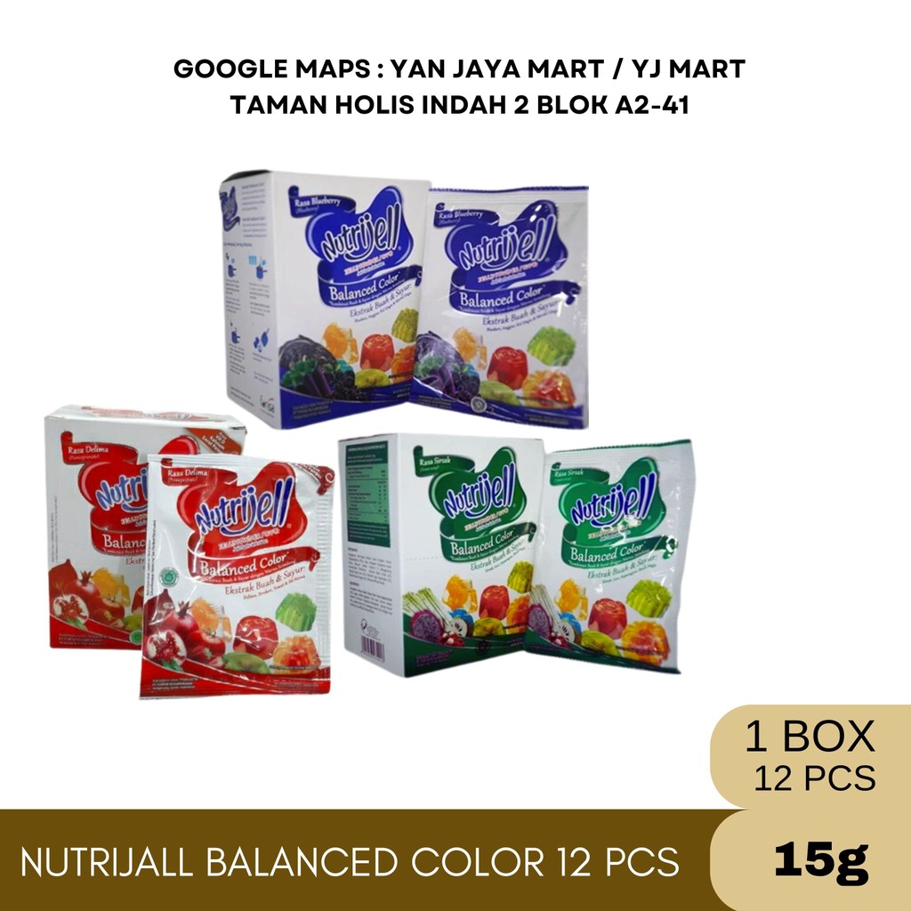 

Nutrijel Balanced Color Ekstrak Buah dan Sayur Rasa Delima / Sirsak / Blueberry 15g BOX/12PCS