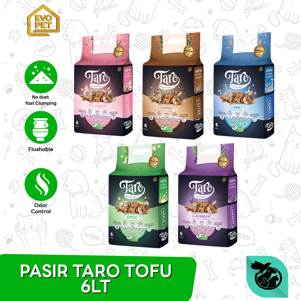Pasir Kucing Taro Tofu Soya Cat Litter Gumpal Wangi 6 Liter