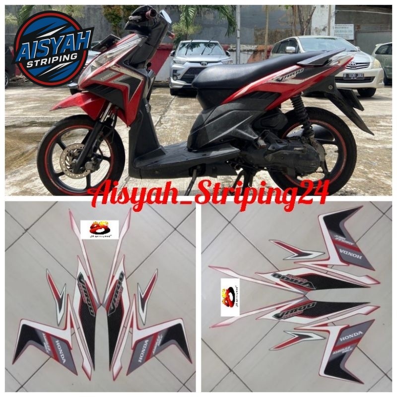 Striping stiker sticker & LIS BODY MOTOR VARIO TECNO 110 2011 MERAH STANDAR