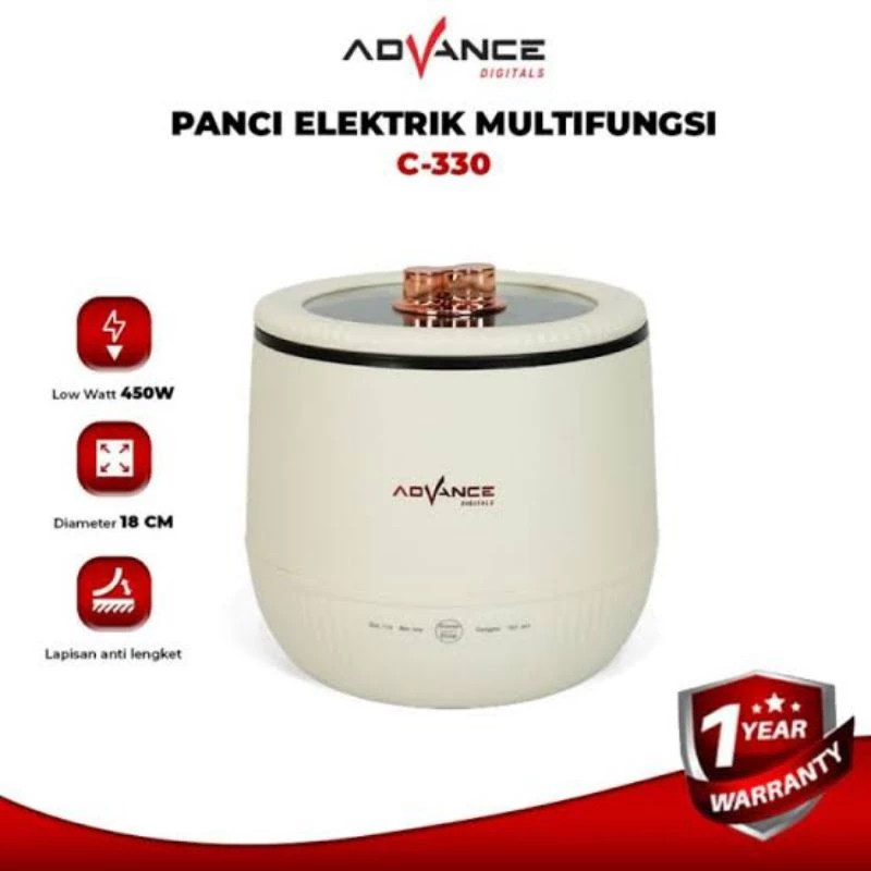 PANCI LISTRIK MULTIFUNGSI BISA MASAK NASI 18CM ADVANCE C-330 PANCI LISTRIK SERBAGUNA