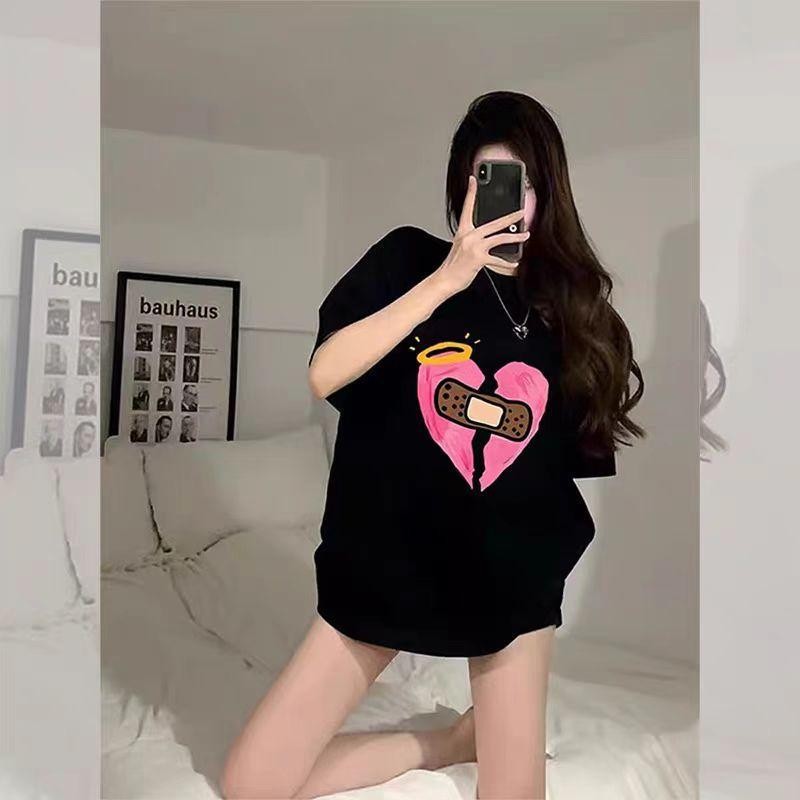 （Hantar segera）Lengan pendek - CINTA - Kaos katun leher bulat musim panas perjalanan pria lengan pen