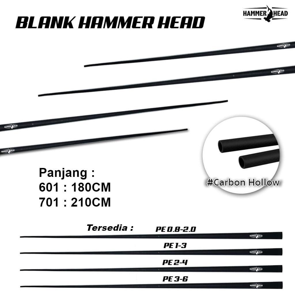 GPJ Blank Joran Carbon Hollow Hammerhead 601 701 Panjang 180cm 210cm Karbon Kaku Ringan Super Kuat