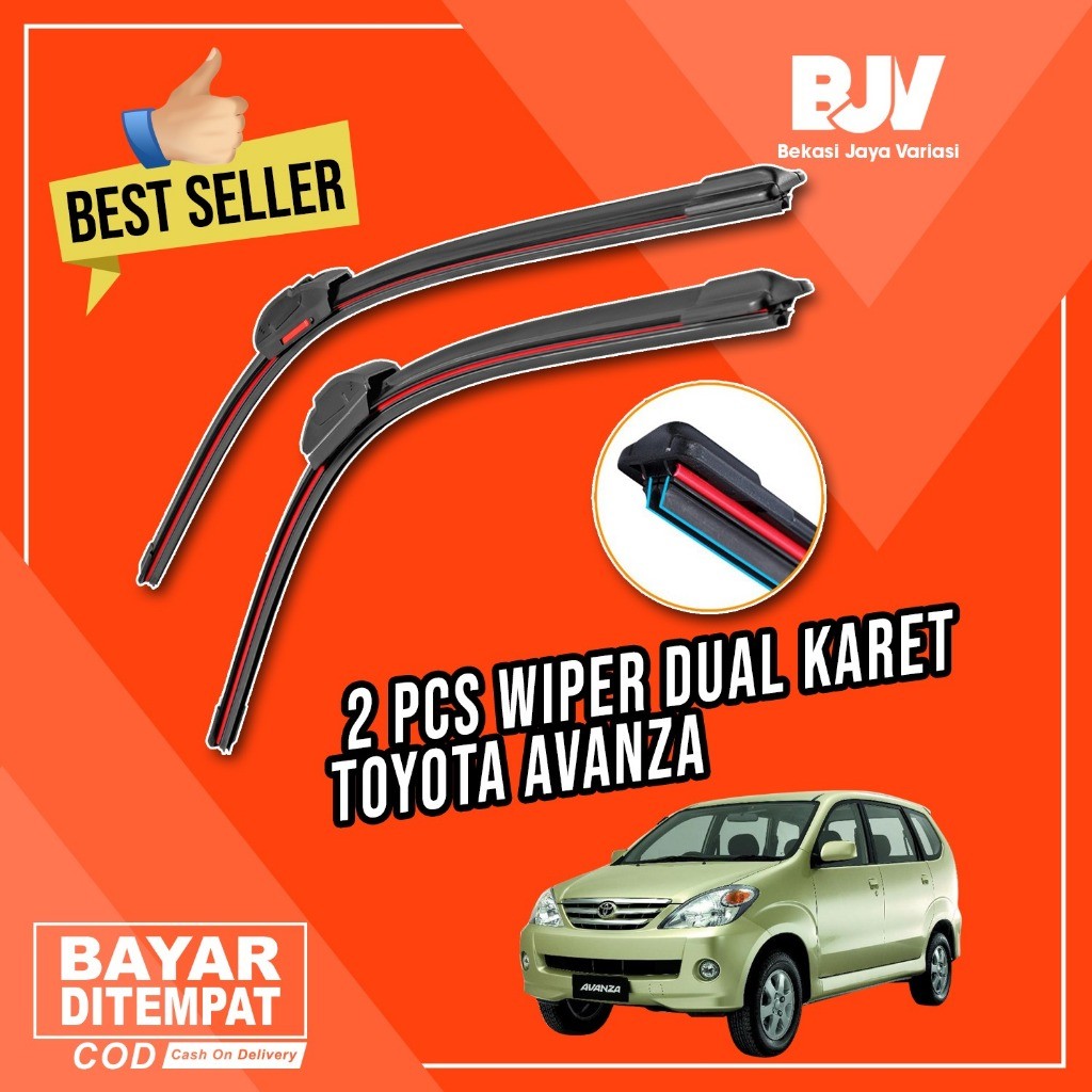 Wiper Mobil Dual Blade - Toyota Avanza 2003 - 2011 - Wiper Frameless Dua Karet Universal