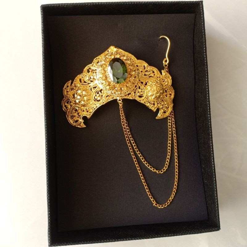 Bros Alpaka Lanang/ Cowok Lengkung Oval Sircon