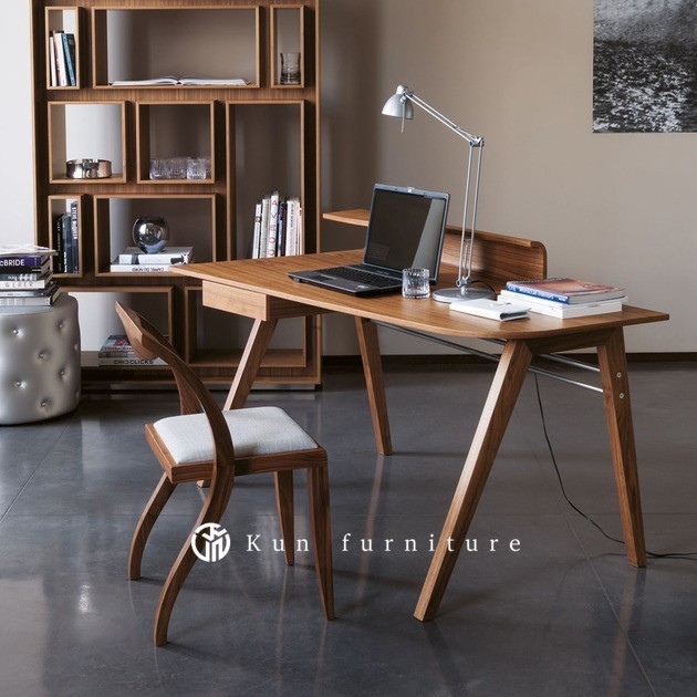 Set Meja Kerja Scandinavian Kayu Jati Terbaru-Meja Kantor Rumah Elegan - Meja Saja