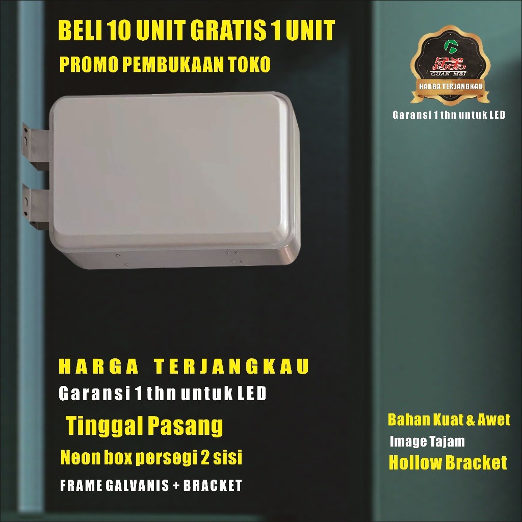 Square Framed Neon Box LED Indoor Outdoor Reklame Papan Nama Toko Restoran