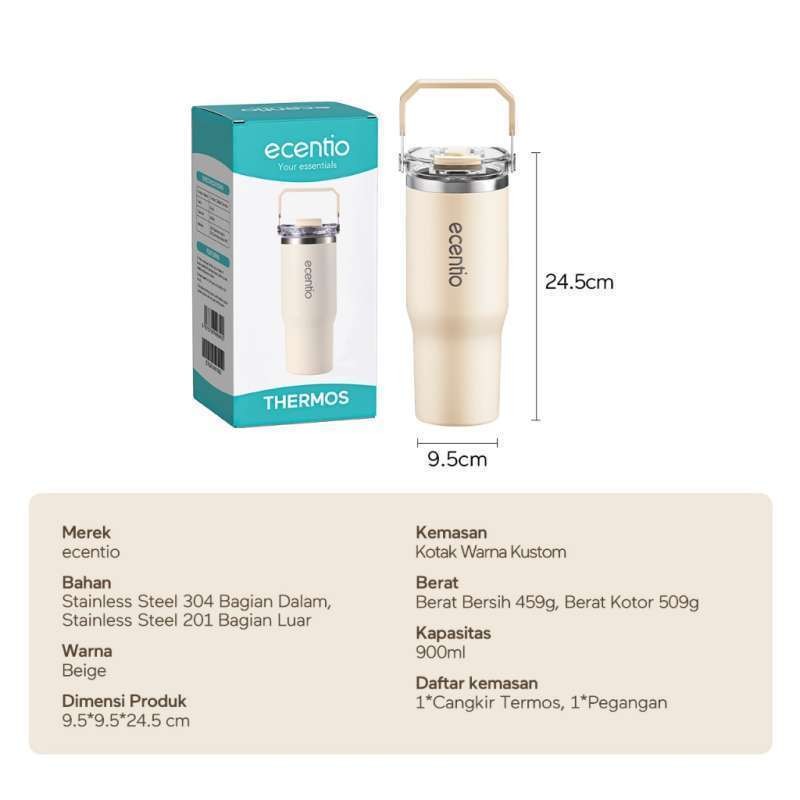 

ecentio double-layered stainless steel cup with handle 900ML