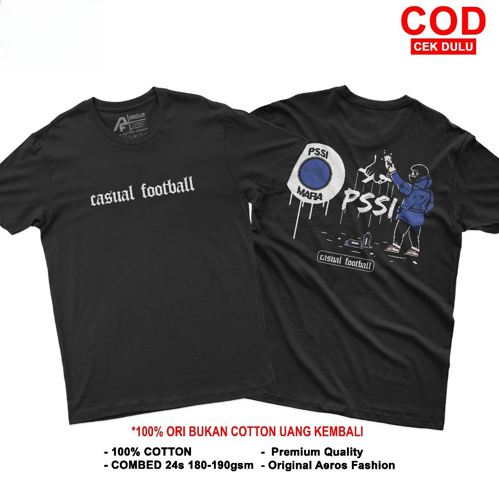 Kaos Casual PSSI Mafia Tshirt Football Premium Cotton Combed 24s Unisex