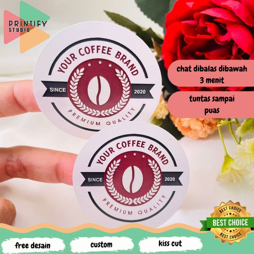 

Printify Sticker Print Cetak Murah Edisi Coffe Stiker Produk Kemasan Botol Cup Coffee Kopi Uk.Kecil