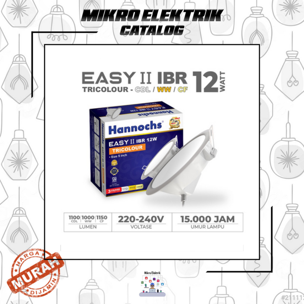 Lampu Downlight Easy II Bulat 12 Watt Tricolour Hannochs
