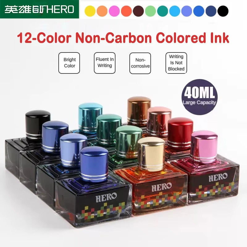 

HERO 40ml Various Colors Ink Glass Bottled Ink Fountain Pens Ink Refill Cartridge School Writing Office Supplies Stationery