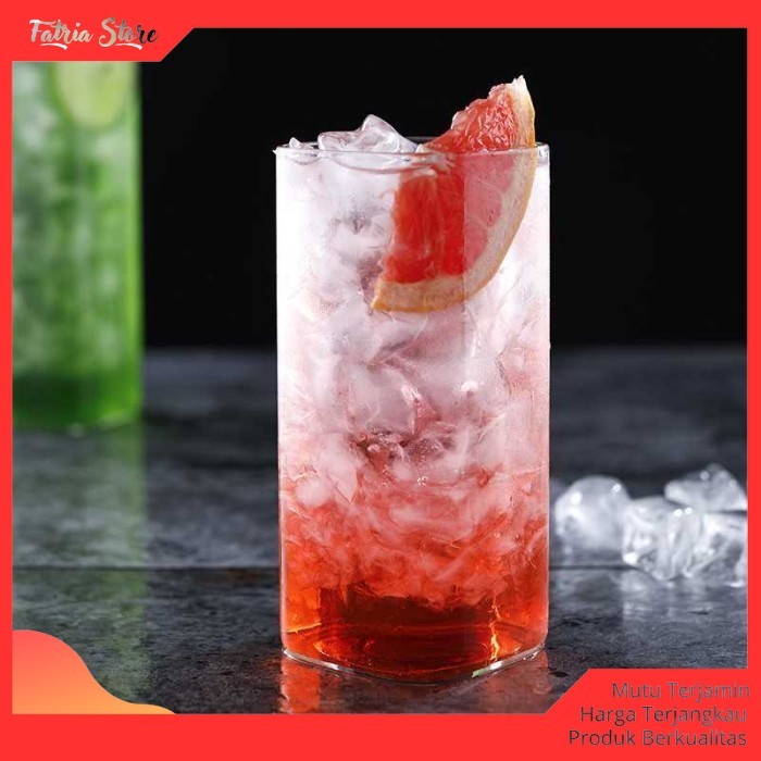 Gelas Kaca Besar Polos Unik Kotak Estetik Cafe Aesthetic Murah 470 ml - Fatria Store