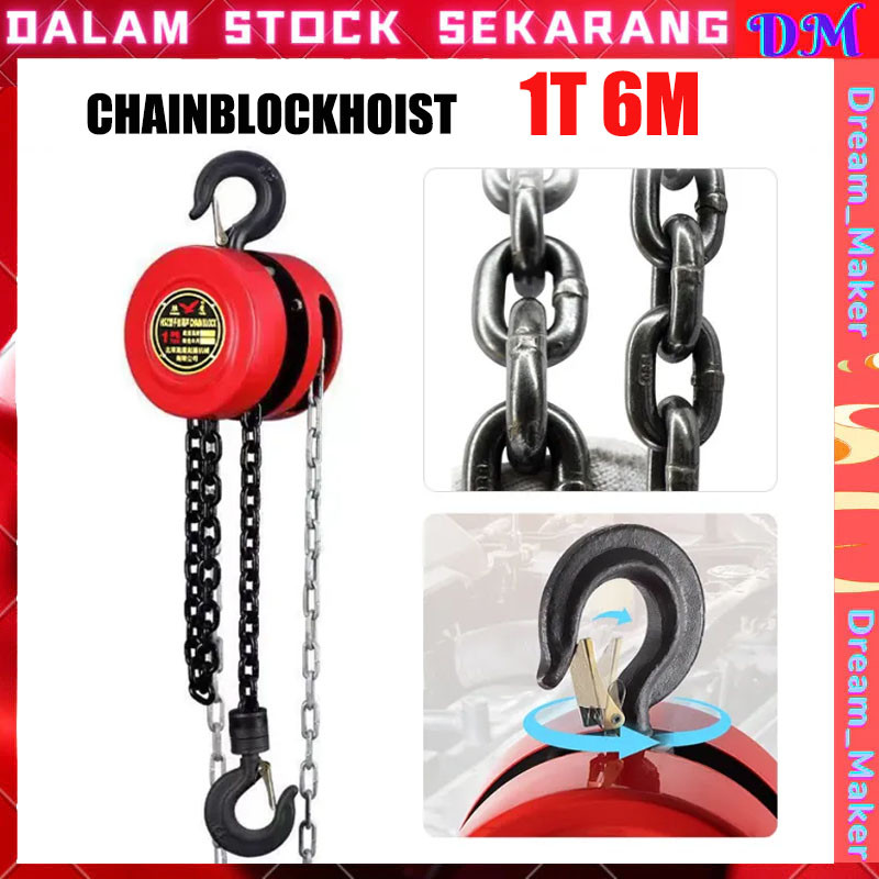 Ready stok Chain Block 1 Ton 6 Meter Takel Katrol Lifting Barang Manual