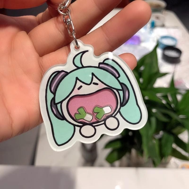 

5Cm New Hatsune Miku Mini Cute Acrylic Keychain Cartoon Animal Keyring Shake Toys Creative Rocking Pendan Birthday Present