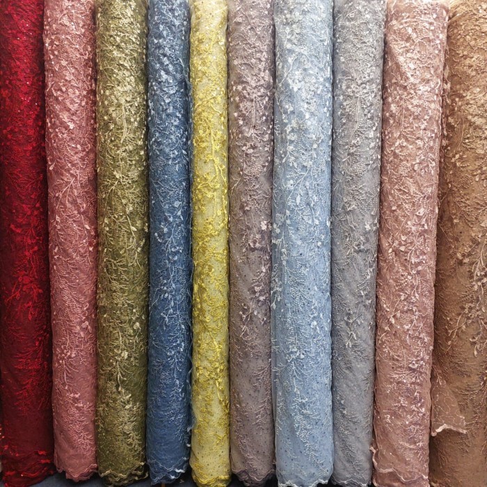 ✨LARIS✨ -kain brokat prada Brukat tile Kain tulle bordir Bahan tile korea_BW - ungu taro