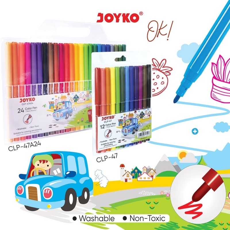

Color Brush Pen Pena Kuas Warna Joyko CLP-47 12-24warna