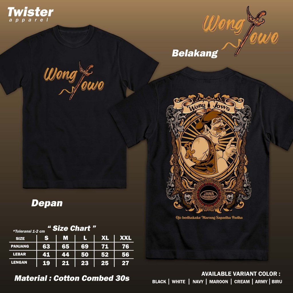 Kaos Jawa Wong Jowo Ojo Bedhakake Marang Sapadha Padha - Baju Kata Kata Jawa Culture Kejewen Wayang 