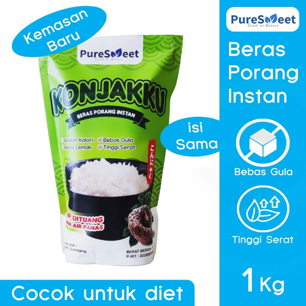 

PureSweet Beras Porang Instan 1 Kg - Shirataki Rice - Beras Diet - Rendah Kalori