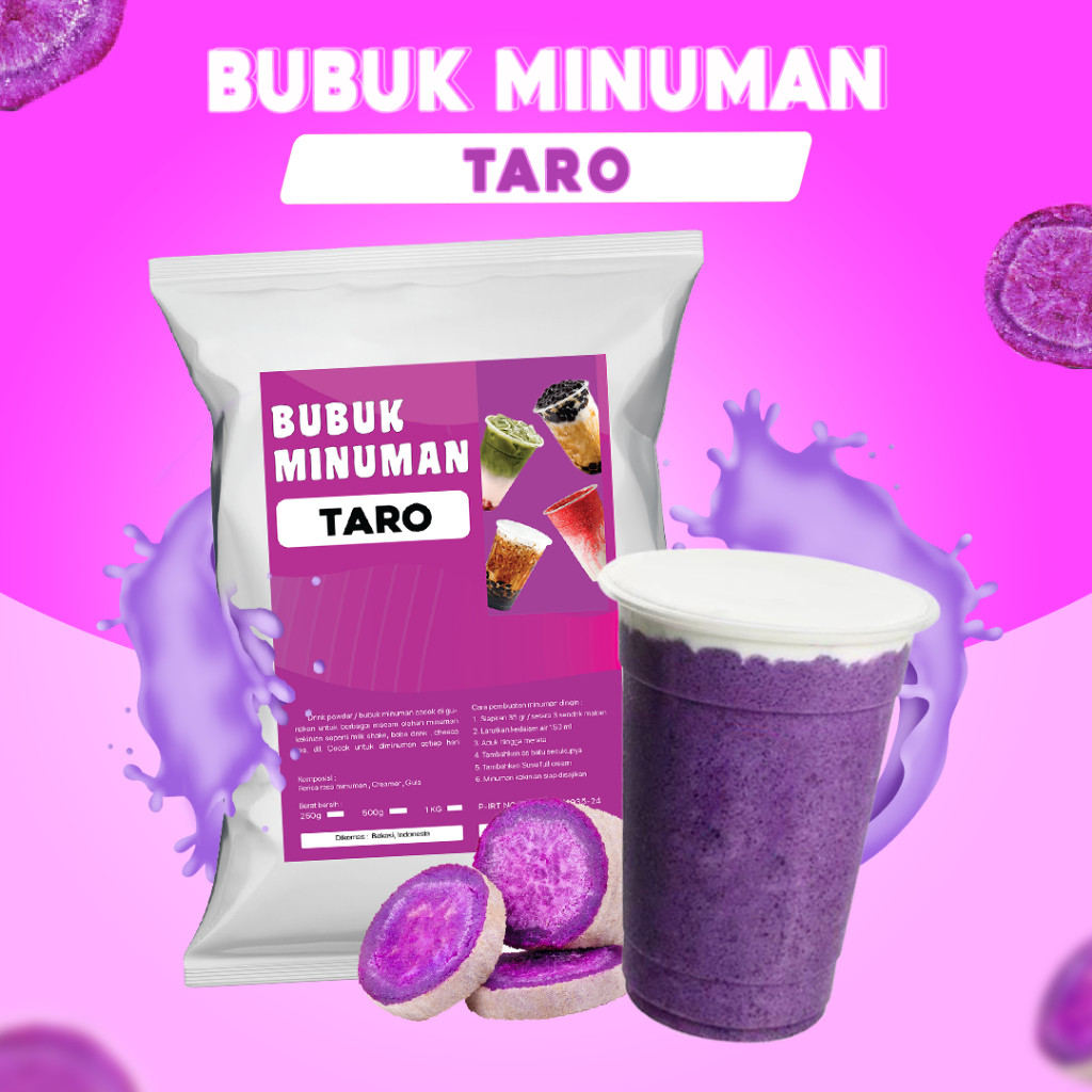 

BUBUK MINUMAN RASA TARO / SERBUK MINUMAN RASA TARO / BUBUK MINUMAN BOBA RASA TARO / TARO POWDER