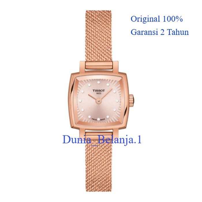 Original 100% Jam Tangan Wanita TISSOT T-Lady T058.109.33.456.00 Lovely Square Cream Dial White Rose