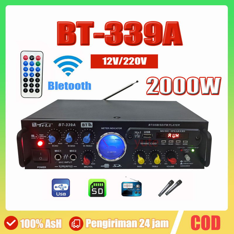 Stok SiapAmpli BT-339A BT-309A-A Power Amplifier Subwoofer 2000wat Bluetooth Karaoke USB Radio ECHO