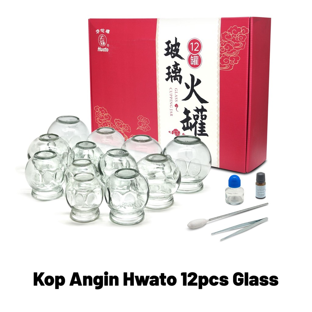 HWATO Kop Angin / Bekam Kaca Isi 12 Glass Vacuum Cupping Jar Hwato OC