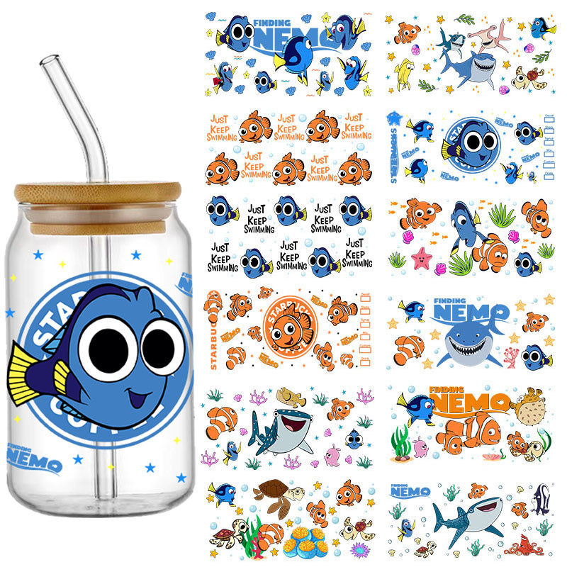 

Disney Nemo Stickers Waterproof UV DTF Cup Mug Wraps Sticker DIY 3D Wrap Decal For 16oz Libbey Glass