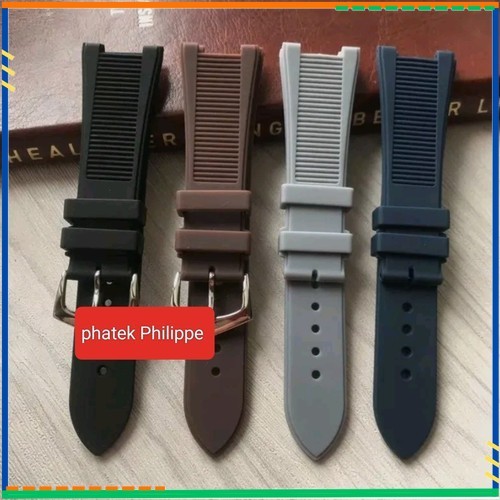 TALI JAM PATEK PHILIPPE GENEVE NAUTILUS RUBBER STRAP - Hitam, Plus Buckle